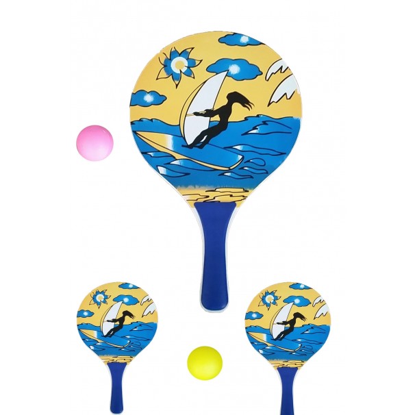 Beach Ball Tahta Raket Iki Adet Raket Bir Adet Top Mevcut.