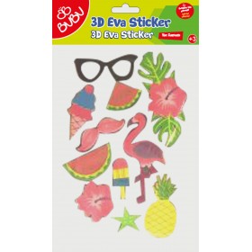 Bubu 3d Eva Simli Sticker Flamingo