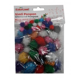 Simli Ponpon Karışık 60lı Pon02