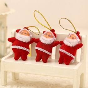 Yılbaşı Ağacı Süsü Noel Baba Figürlü 3lü Simli 5 Cm