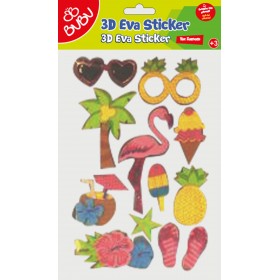 Bubu 3d Eva Simli Sticker Flamingo