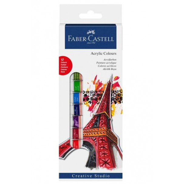 Faber-castell Akrilik Boya 12 Renk 12 Ml Tüp 5188169501000